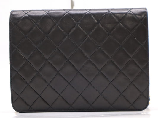 CHANEL Lambskin Matelasse 22 Shoulder Bag, Small Flap, Small Chain, Push Lock, Grand Design Hardware, Black Seal, 4014386