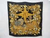 HERMES Silk Carré 90 PASSIFLORES Black Gold Scarf