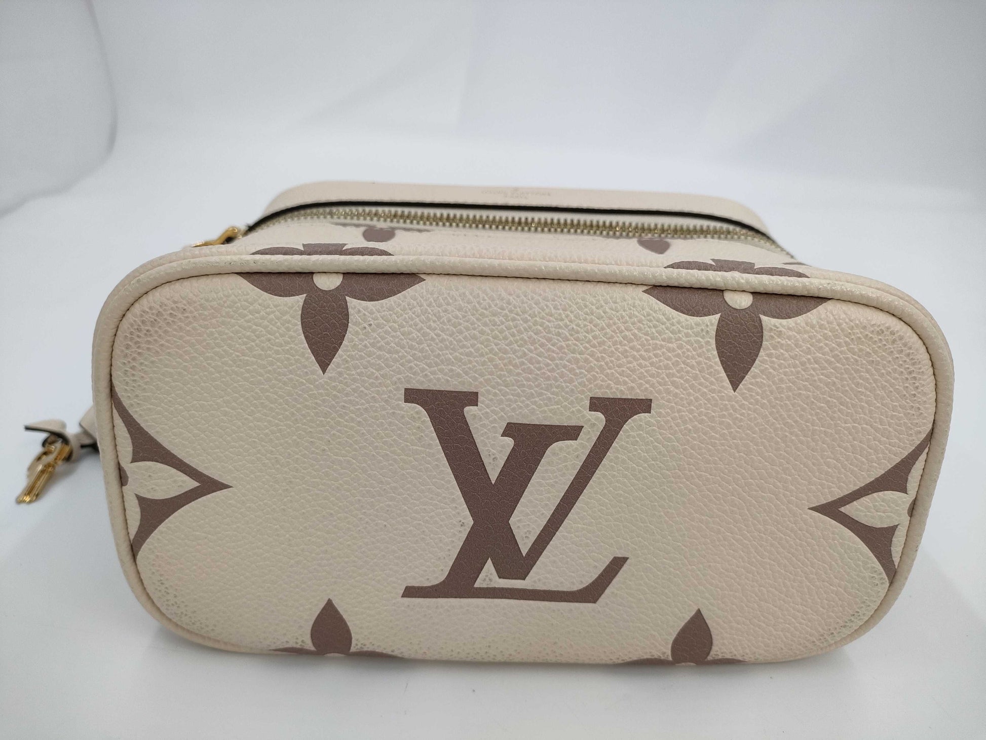 LOUIS VUITTON M45599 Monogram Empreinte Vanity PM Handbag with RFID Ready Scarf, Strap, Cloche, Padlock, Two Keys, and Dust Bag