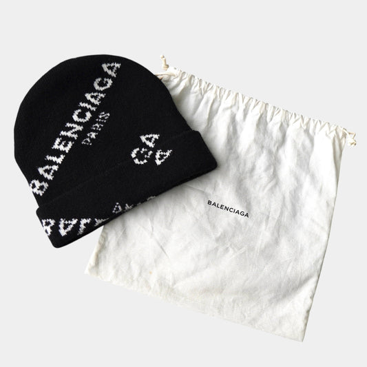 BALENCIAGA BALENCIAGA Logo Knit Beanie Black Other Accessories