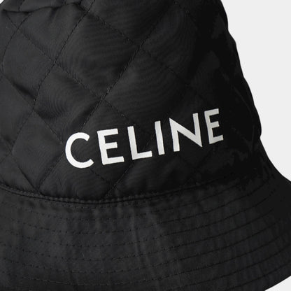 CELINE Logo Quilted Nylon Bucket Hat, Black, Size L, Other Accessories