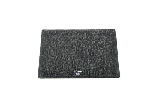 Cartier Card Holder, Black Leather, Card Case, Pass Case, Business Card Case