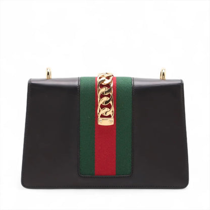 GUCCI Sylvie Leather Shoulder Bag, Navy, 421882