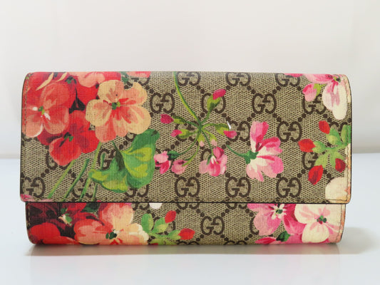 GUCCI GUCCI 404070 GG Supreme Blooms Continental Wallet