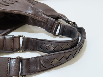 BOTTEGA VENETA Intrecciato Leather Shoulder Bag in Black 