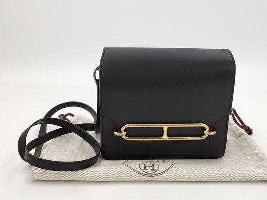 HERMES Sac Lauris Mini Evercolor Black GD Hardware Y Stamp Shoulder Bag