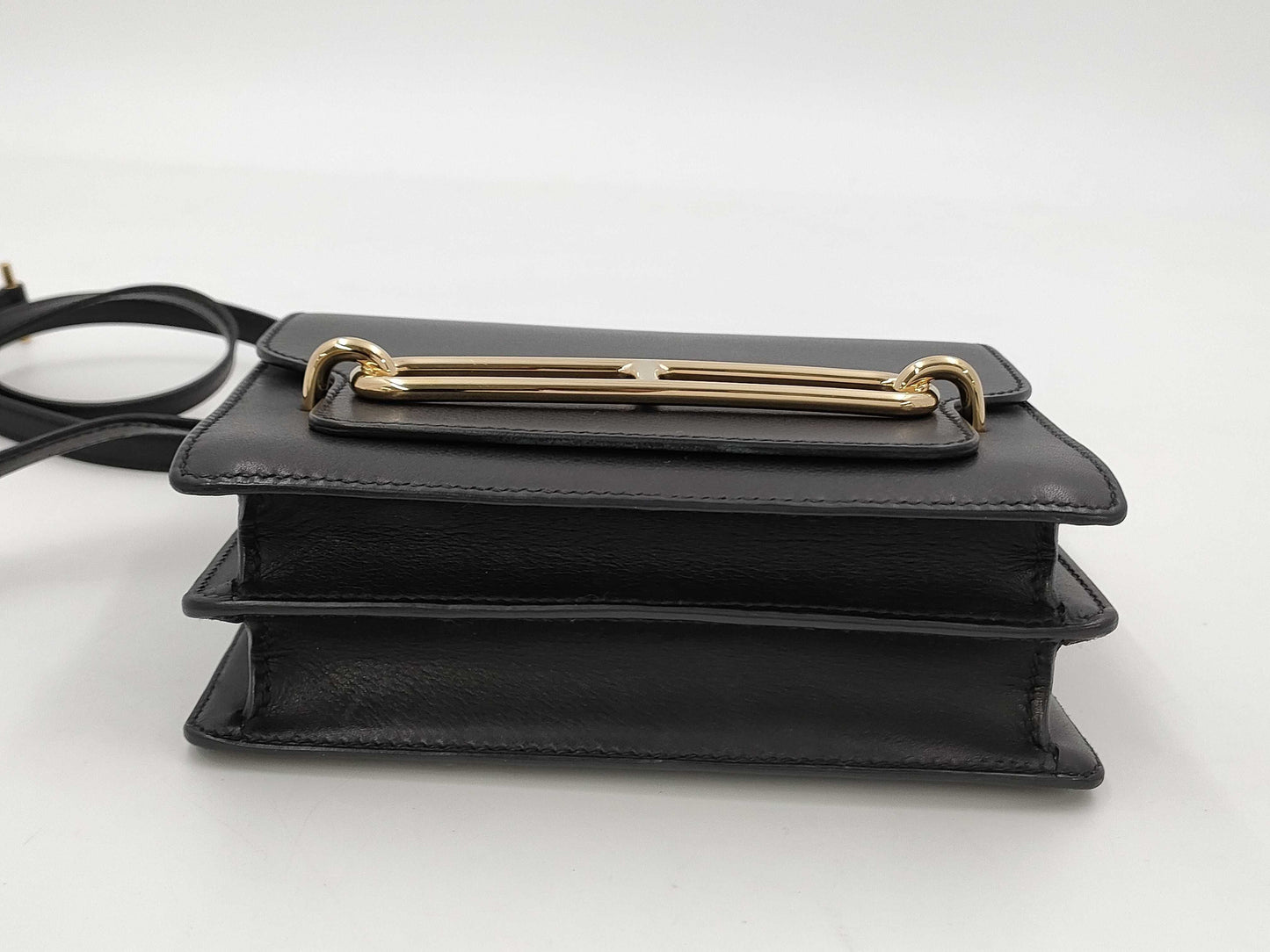 HERMES Sac Lauris Mini Evercolor Black GD Hardware Y Stamp Shoulder Bag