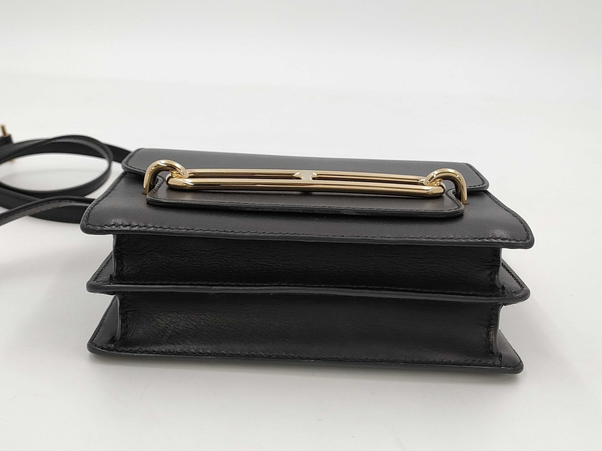 HERMES Sac Lauris Mini Evercolor Black GD Hardware Y Stamp Shoulder Bag