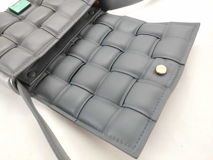 BOTTEGA VENETA Intrecciato Padded Cassette Maxi Intrecciato Lambskin Gray Shoulder Bag
