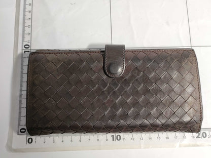 BOTTEGA VENETA Intrecciato Long Wallet in Brown Lambskin