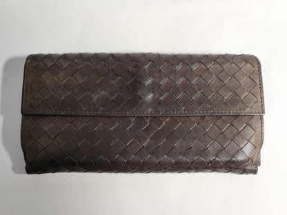 BOTTEGA VENETA Intrecciato Long Wallet in Brown Lambskin