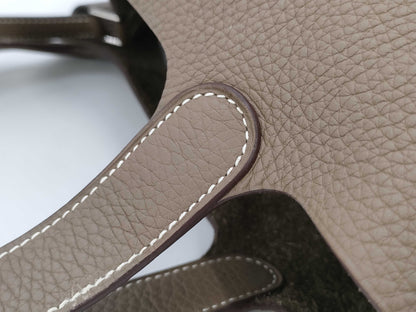 HERMES Picotin Lock MM Taurillon Clemence Tote Bag with ETOUPE C Stamp