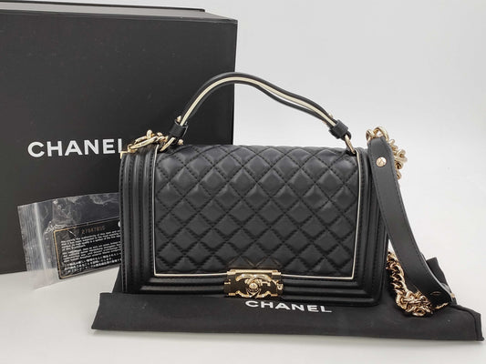 CHANEL Lambskin Boy Chain Shoulder Bag, No. 27