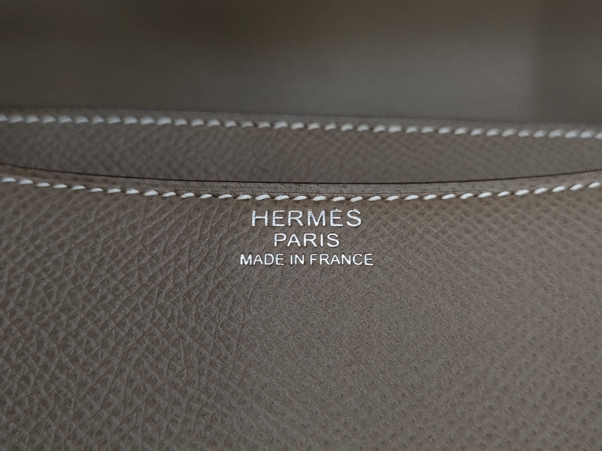 HERMES Constance Epsom Silver Constance Series A Stamp Shoulder Bag