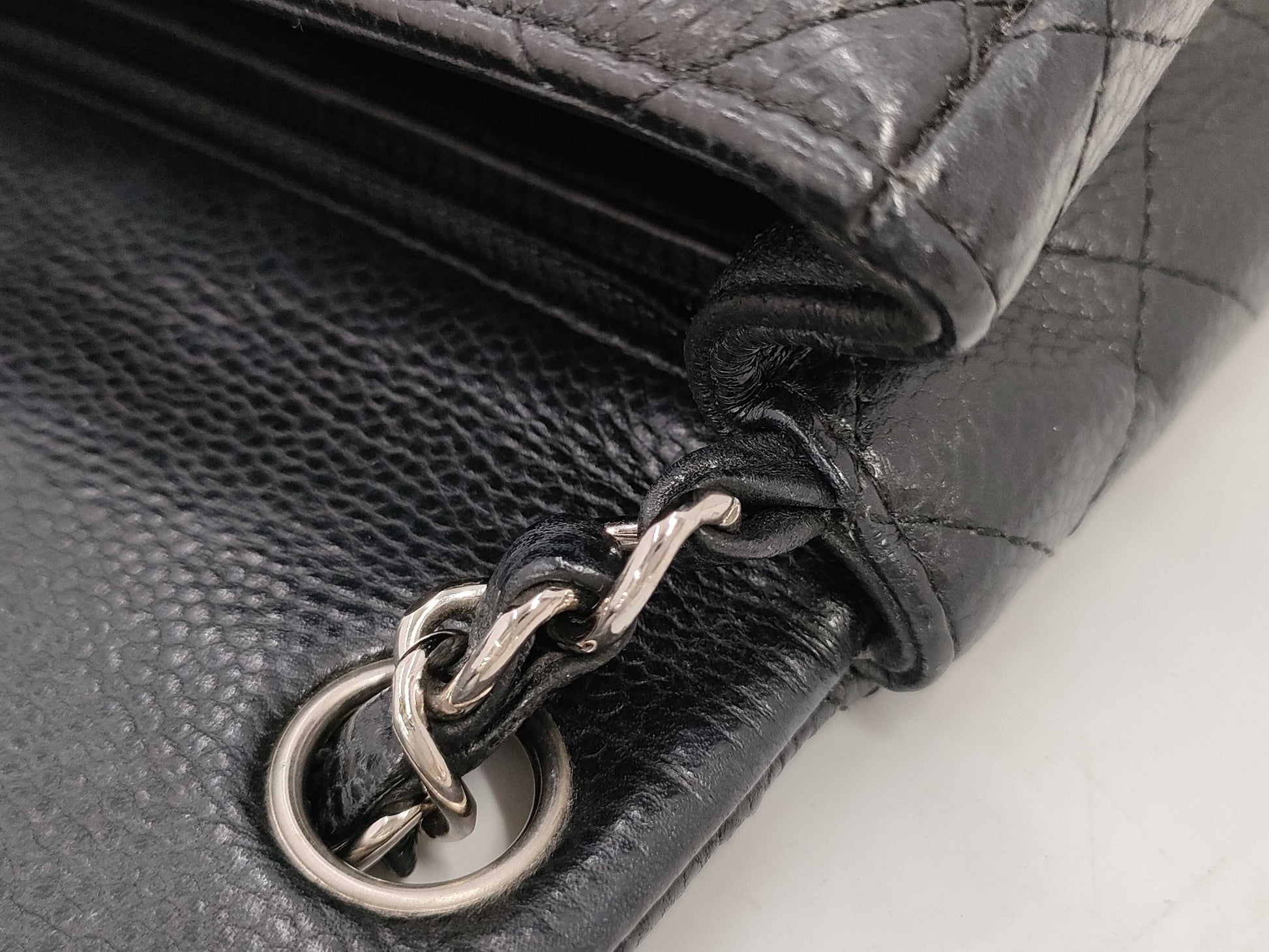 CHANEL Mini Matelasse Caviar Leather Chain Shoulder Bag, Black, 18 Series