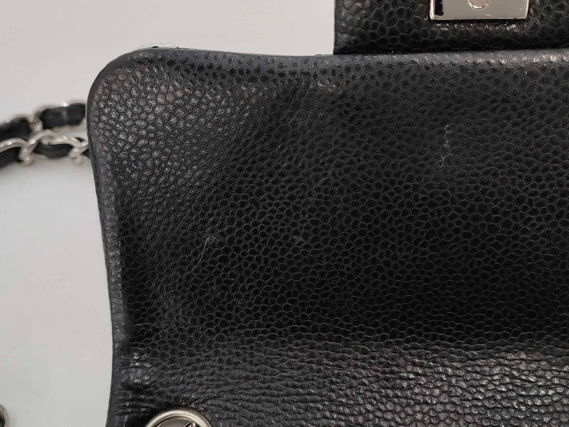 CHANEL Mini Matelasse Caviar Leather Chain Shoulder Bag, Black, 18 Series