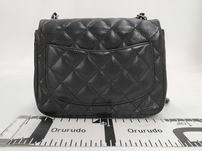 CHANEL Mini Matelasse Caviar Leather Chain Shoulder Bag, Black, 18 Series
