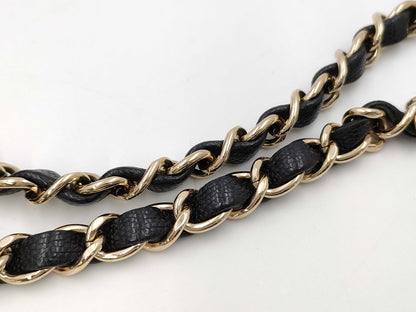 CHANEL Mini Matelasse Caviar Leather Chain Shoulder Bag, Black, No. 24