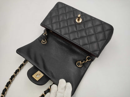 CHANEL Mini Matelasse Caviar Leather Chain Shoulder Bag, Black, No. 24
