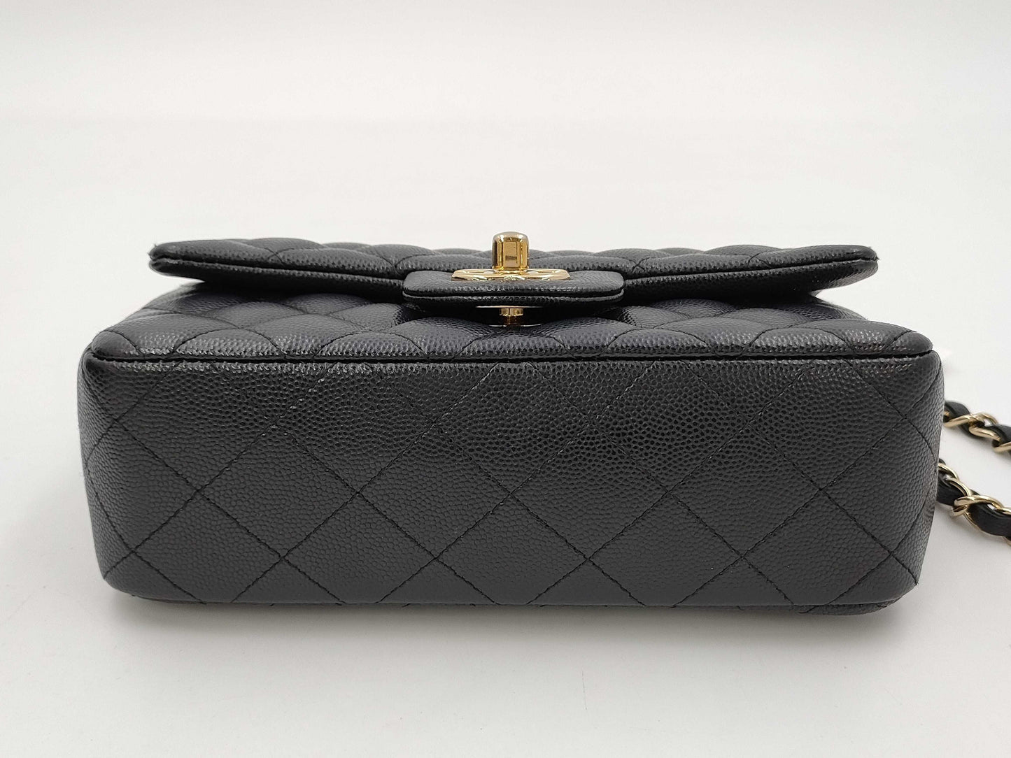 CHANEL Mini Matelasse Caviar Leather Chain Shoulder Bag, Black, No. 24