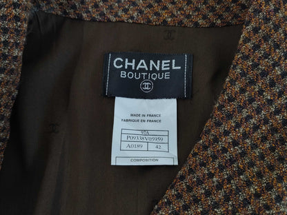 CHANEL 97A P09338 Tweed Coco Mark Zip-Up Dress
