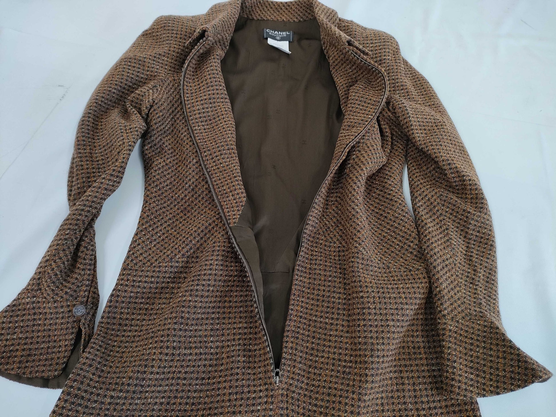 CHANEL 97A P09338 Tweed Coco Mark Zip-Up Dress