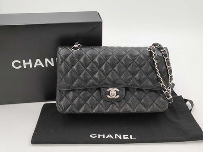 CHANEL Caviar Mato Double Flap Shoulder Bag
