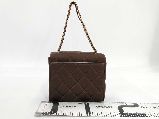 CHANEL Satin Brown Shoulder Bag