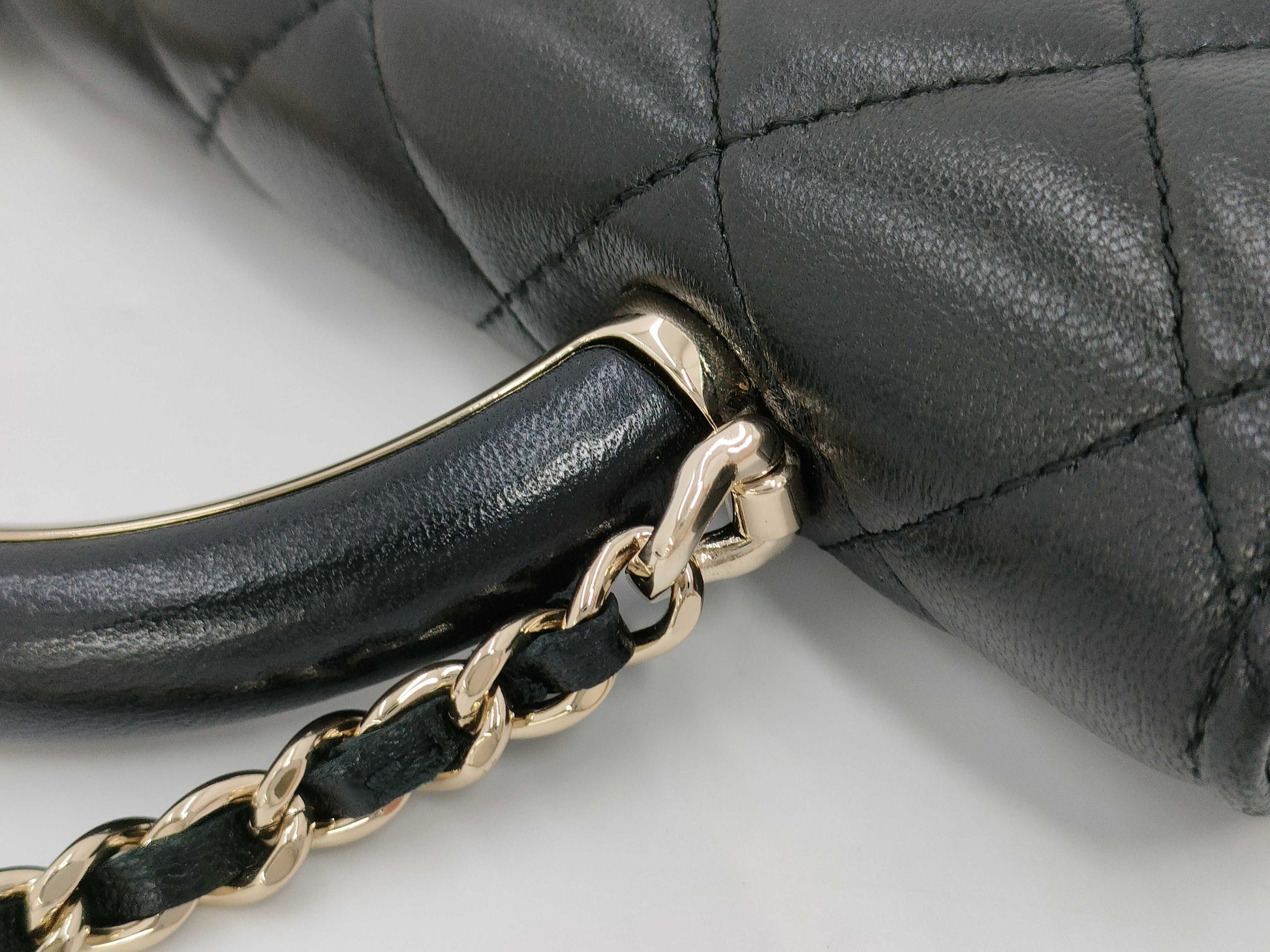 CHANEL CHANEL Lamb Matelasse Chain Black Shoulder Bag with Serial Number