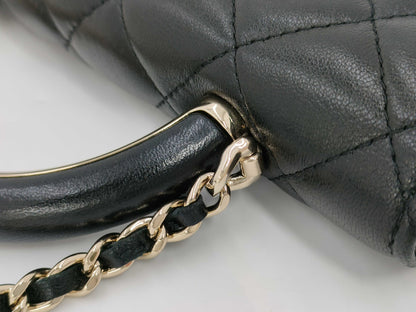 CHANEL CHANEL Lamb Matelasse Chain Black Shoulder Bag with Serial Number