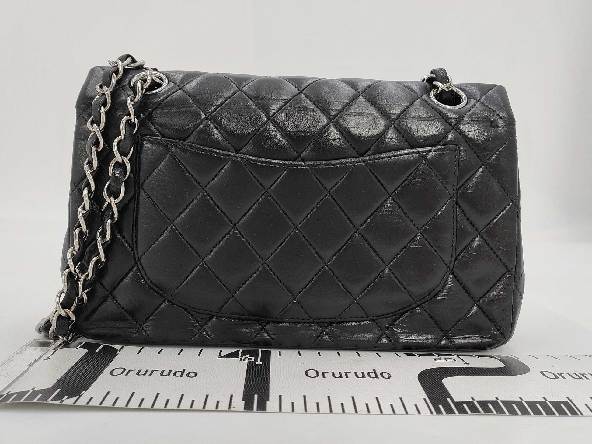 CHANEL CHANEL Matelasse 23 Lambskin Chain Shoulder Bag in Black with Silver Hardware
