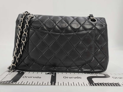 CHANEL CHANEL Matelasse 23 Lambskin Chain Shoulder Bag in Black with Silver Hardware