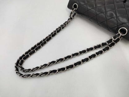 CHANEL CHANEL Matelasse 23 Lambskin Chain Shoulder Bag in Black with Silver Hardware