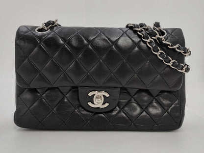 CHANEL CHANEL Matelasse 23 Lambskin Chain Shoulder Bag in Black with Silver Hardware
