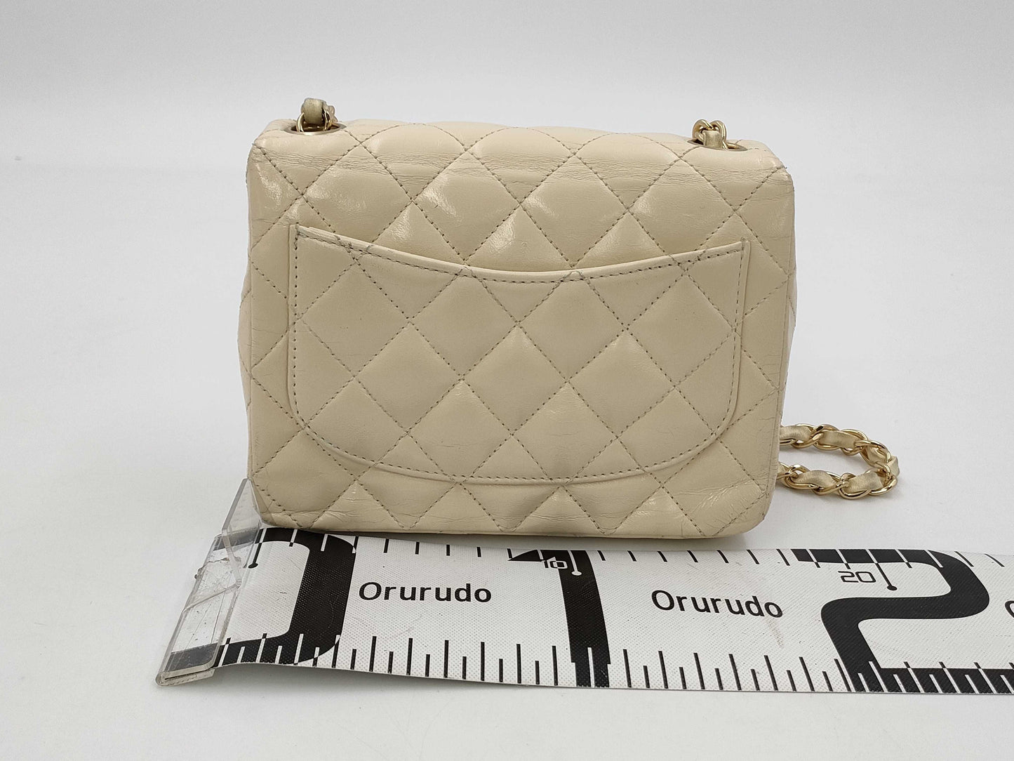CHANEL CHANEL Mini Matelasse Lambskin Chain Shoulder Bag Beige with GD Hardware