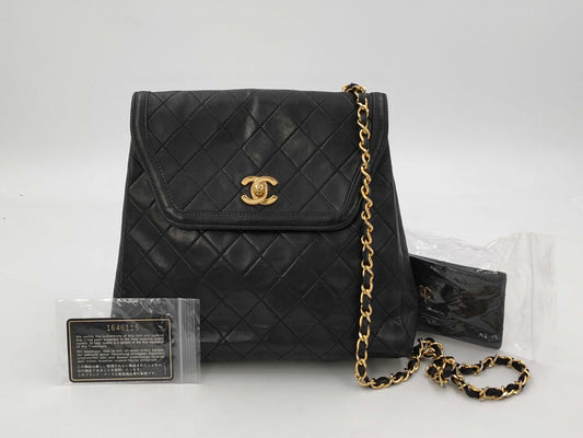 CHANEL Matelasse Turnlock Design Flap Trapezoid Lambskin Chain Shoulder Bag