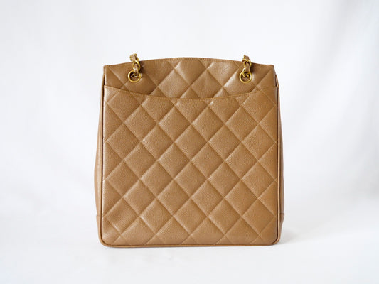 CHANEL Caviar Skin Chain Tote with Coco Mark and Serial Seal