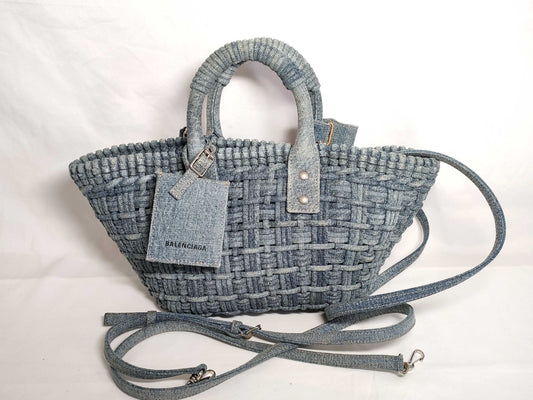 BALENCIAGA Bistro Denim Handbag 671342
