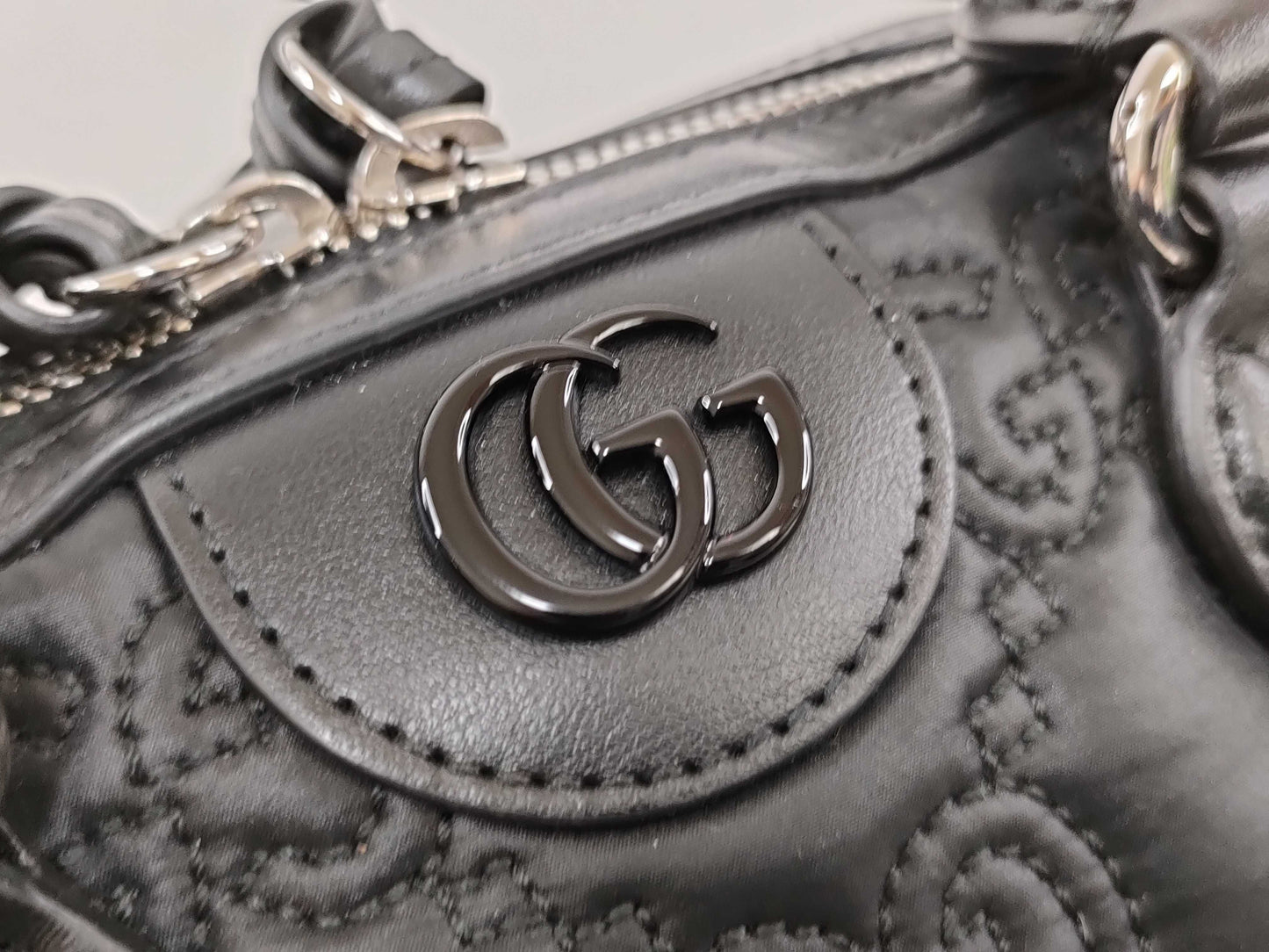 GUCCI GG Matelasse Mini Top Handle Bag, 2-way, Black, Shoulder Bag