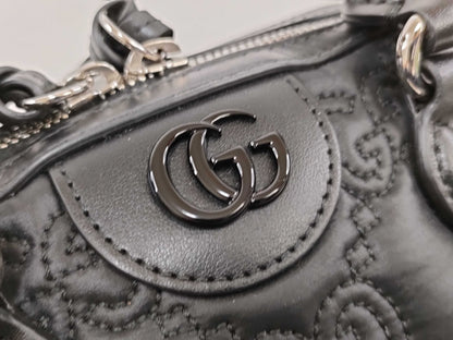 GUCCI GG Matelasse Mini Top Handle Bag, 2-way, Black, Shoulder Bag