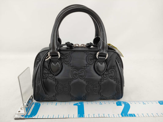 GUCCI GG Matelasse Mini Top Handle Bag, 2-way, Black, Shoulder Bag