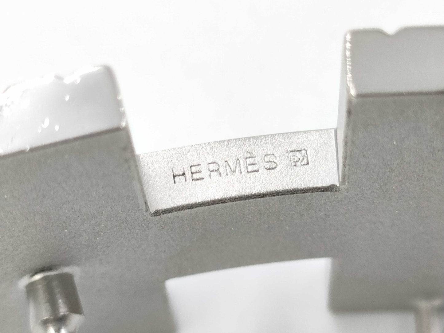HERMES H motif buckle silver belt