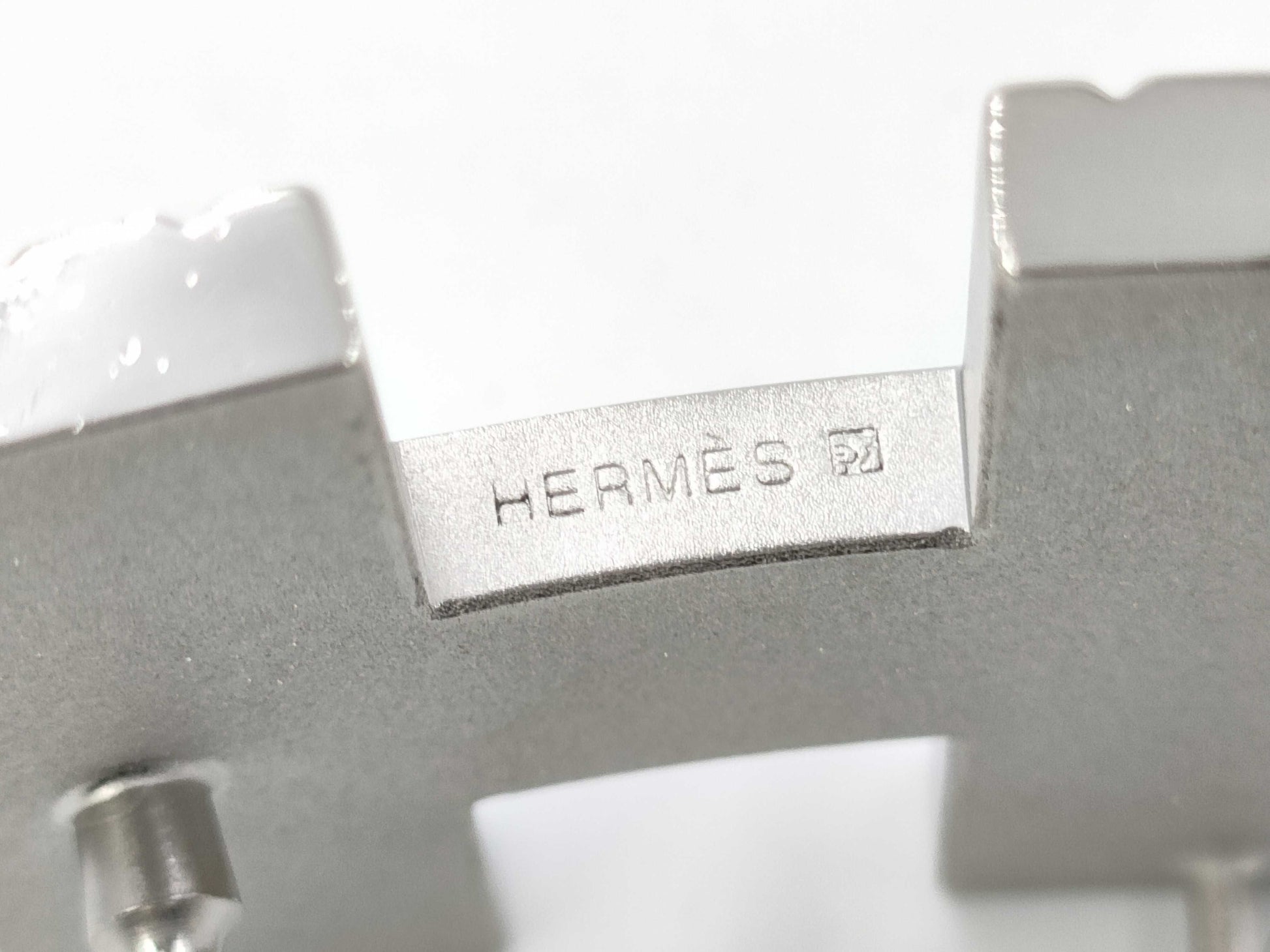 HERMES H motif buckle silver belt