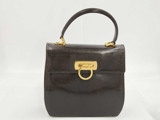 Salvatore Ferragamo Gancini Python Handbag