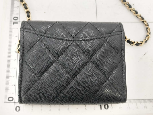 CHANEL CHANEL Matelasse Caviar Leather Chain Wallet, No. 28, with bag and sticker, Shoulder Bag
