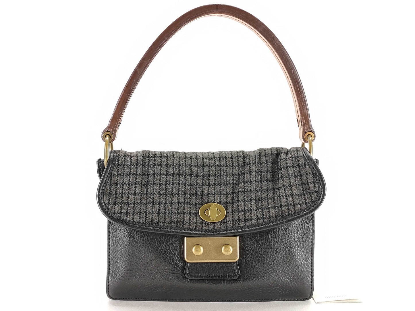 Miu Miu Turnlock One-Shoulder Bag Leather Black Shoulder Bag