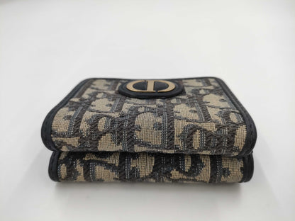 Dior Montaigne Oblique Tri-fold Wallet, Canvas, Navy