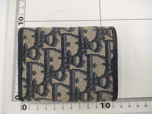 Dior Montaigne Oblique Tri-fold Wallet, Canvas, Navy