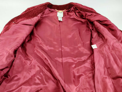 CELINE No-collar Single-Breasted Jacket Corduroy Red Jacket