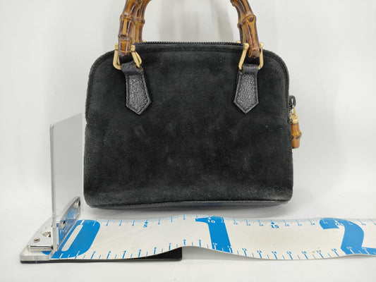 GUCCI Bamboo GUCC I Suede Bamboo 2-Way Handbag Shoulder Bag Handbag